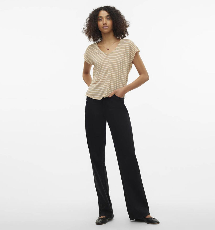 Vero Moda Gatja Bruin Gestreept T-shirt voor dames (335346)