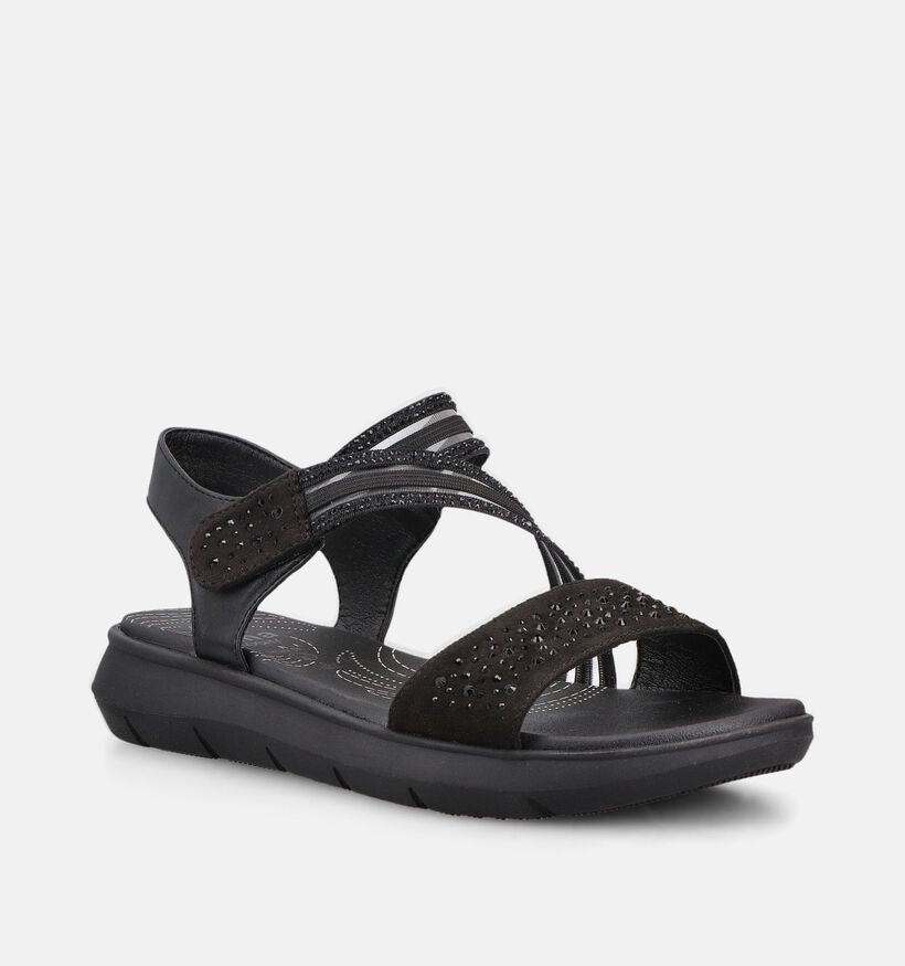 Jana Zwarte Platte Sandalen voor dames (371801)