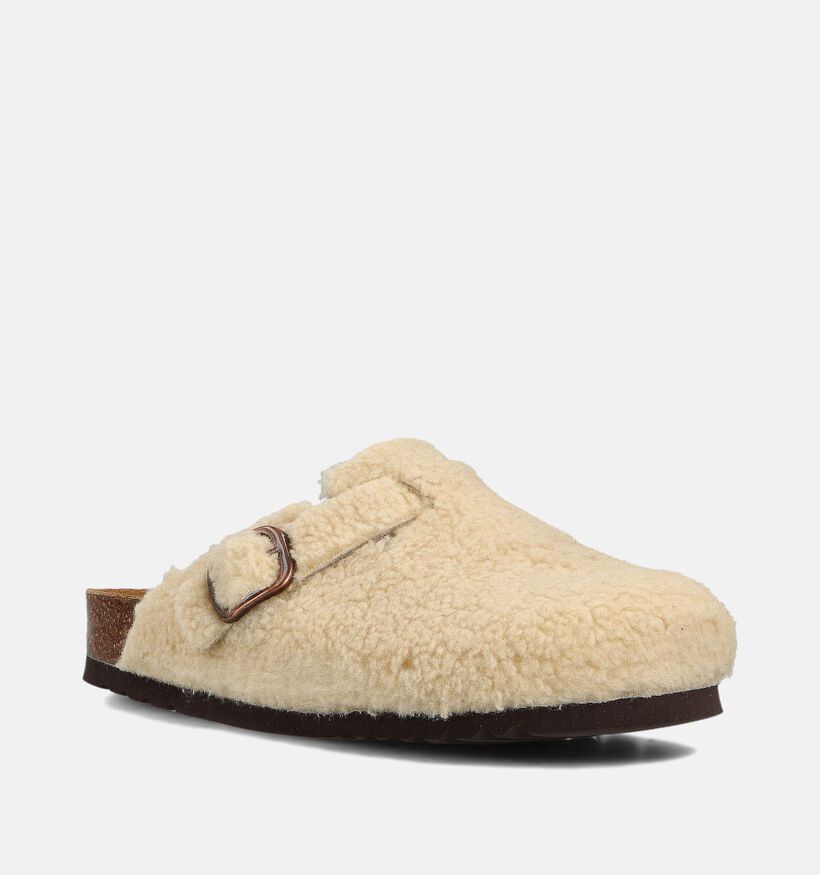 Scholl Fae Faux Shearling Beige Clogs voor dames (364561)