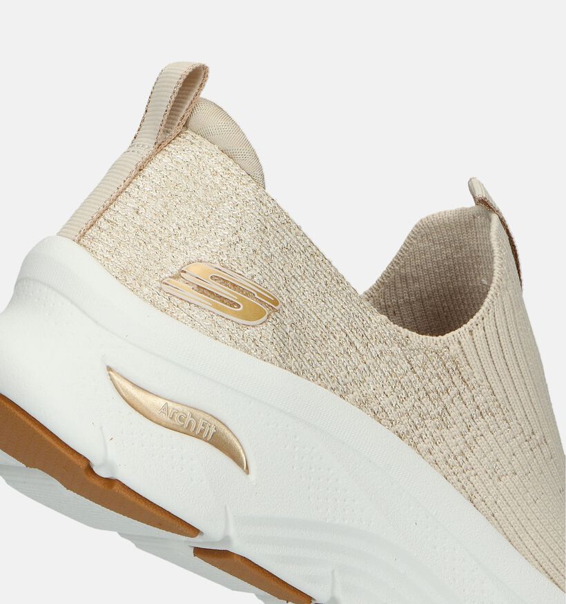 Skechers Arch Fit D'Lux Glimmer Dust Beige Slip-on Sneakers voor dames (342458) - geschikt voor steunzolen