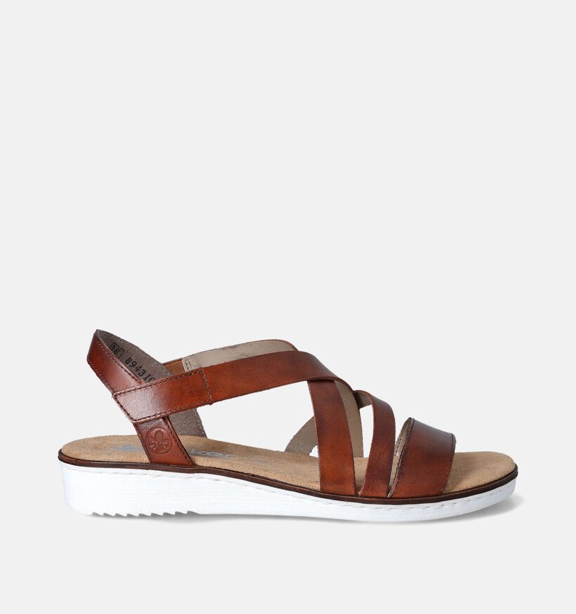 Rieker Sandales plates en Cognac pour femmes (354953)