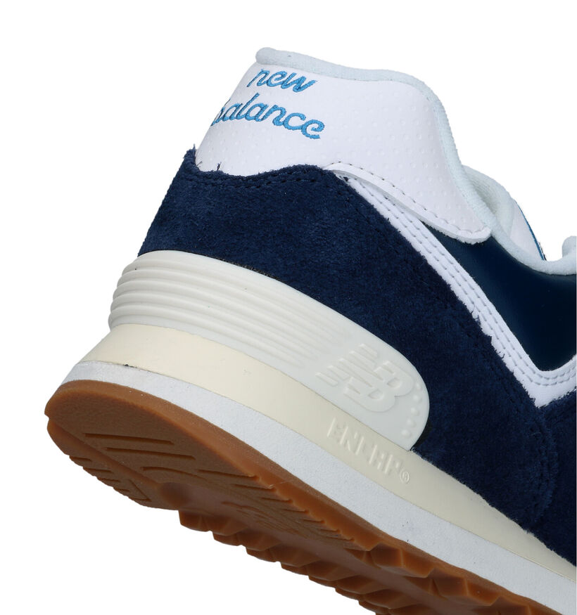 New Balance 574 Baskets en Blanc en daim (319188)