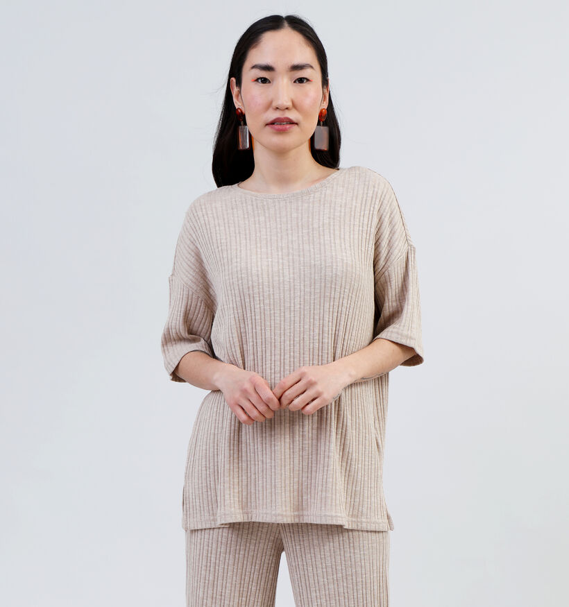 Pieces Lena T-shirt oversized en Beige pour femmes (342016)