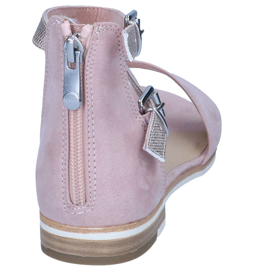 Marco Tozzi Sandales plates en Rose clair en simili cuir (242994)