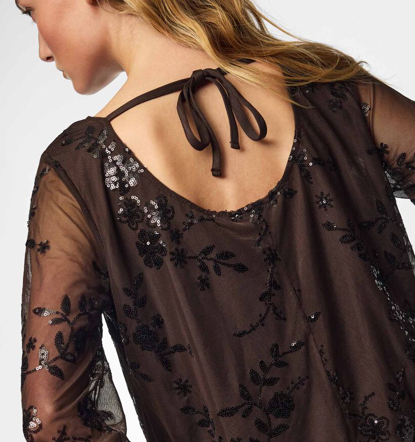 Pieces Evita Blouse en Marron fonc&eacute; pour femmes (382088)