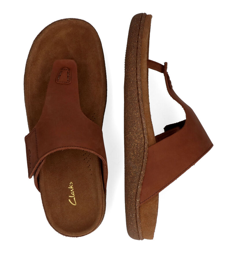 Clarks Pilton Post Cognac Teenslippers in nubuck (304495)