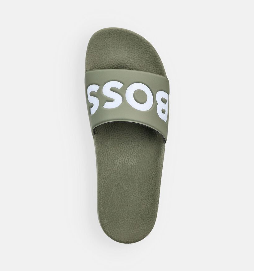 BOSS Aryeh Slide Claquettes en Vert kaki pour hommes (369004)