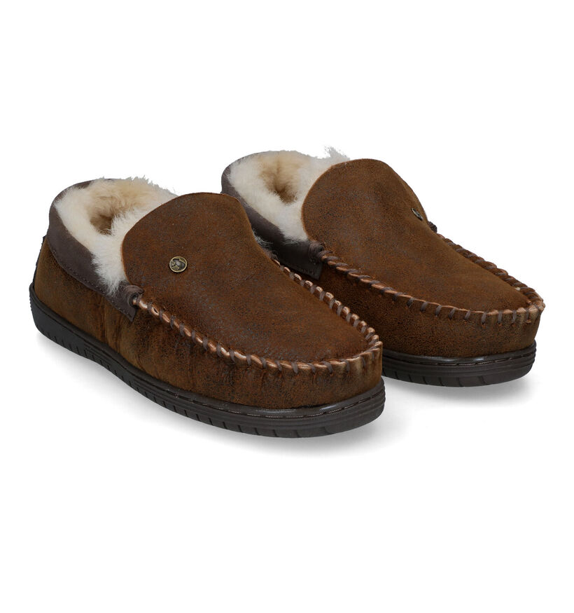 Warmbat Grizzly Pantoufles en Marron en cuir (314430)