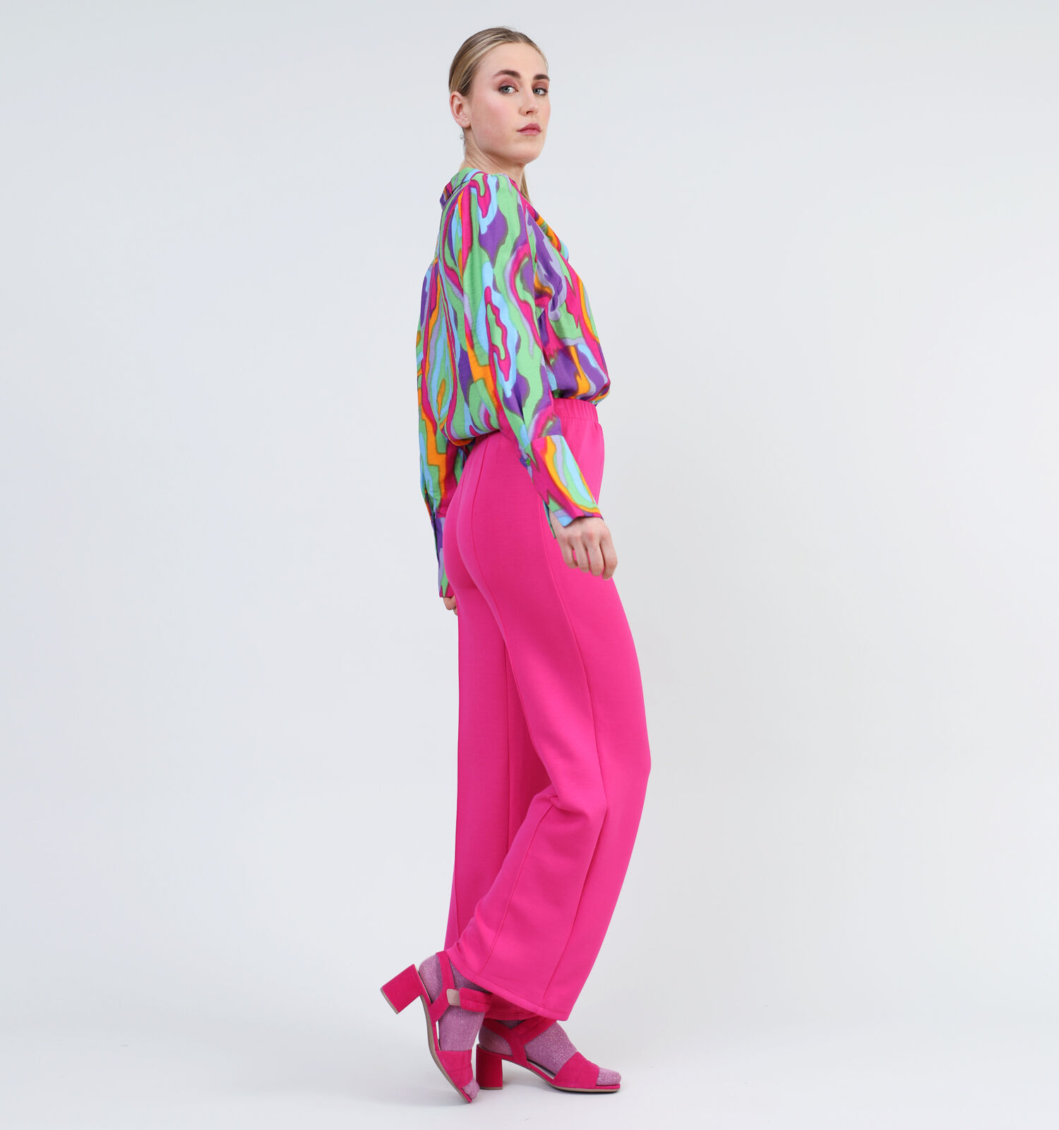 Vero Moda Silky Pantalon large en Fuchsia Femmes Pantalons en ligne sur TORFS.BE