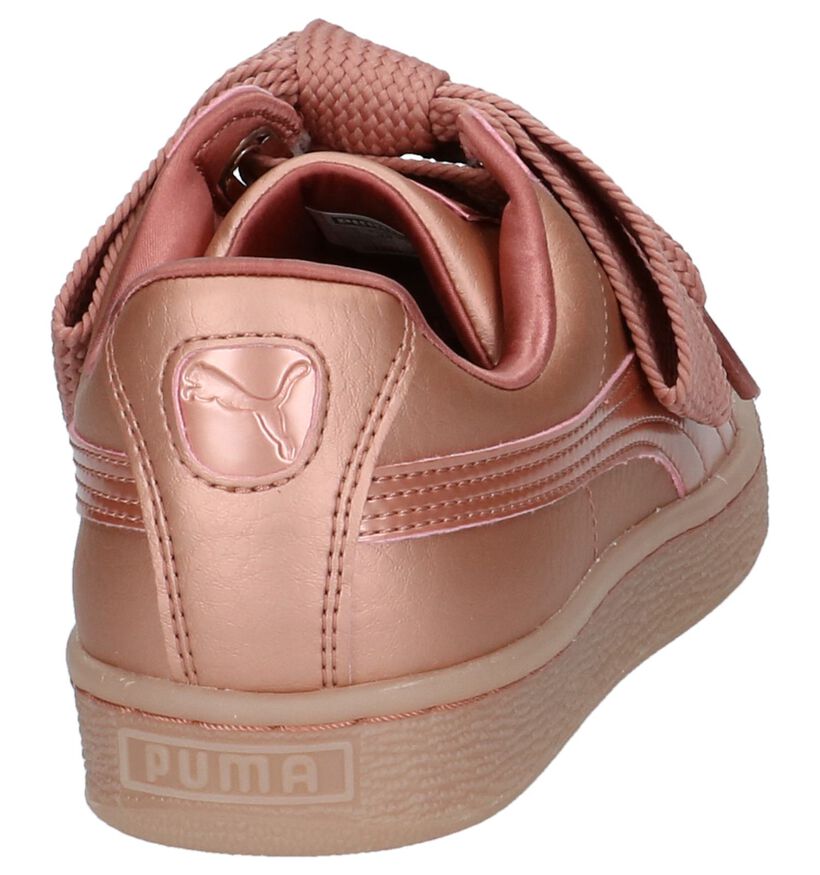 Rose Gold Lage Sneakers Puma Basket Heart in kunstleer (207274)
