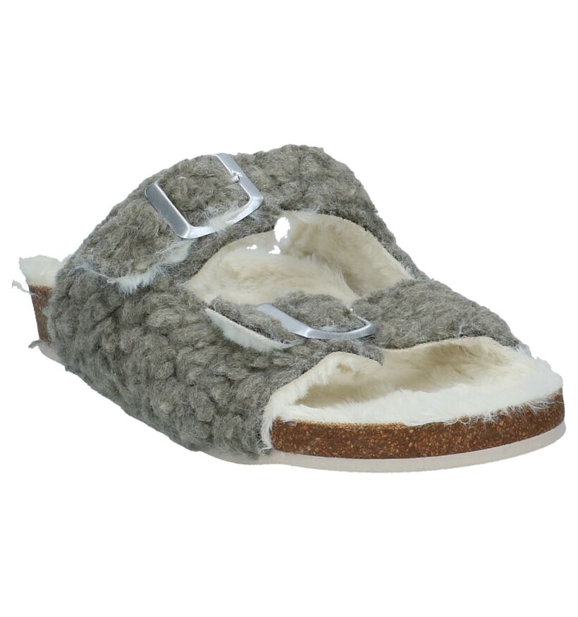 Hampton Bays Pantoufles ouvertes en Gris en faux fur (232365)