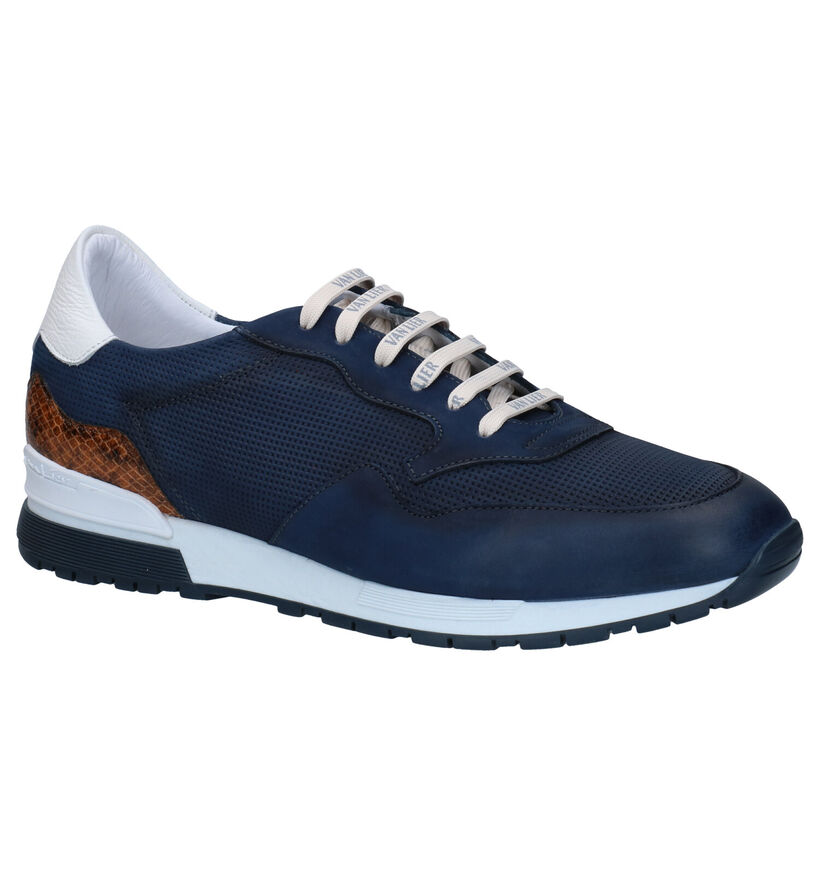 Van Lier Blauwe Veterschoenen in nubuck (291352)