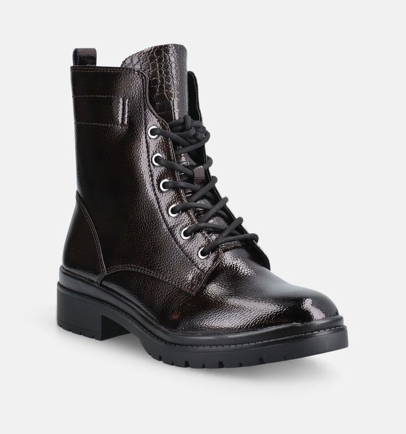 Tamaris Boots &agrave; lacets en Brun fonc&eacute; pour femmes (378931) - pour semelles orthop&eacute;diques