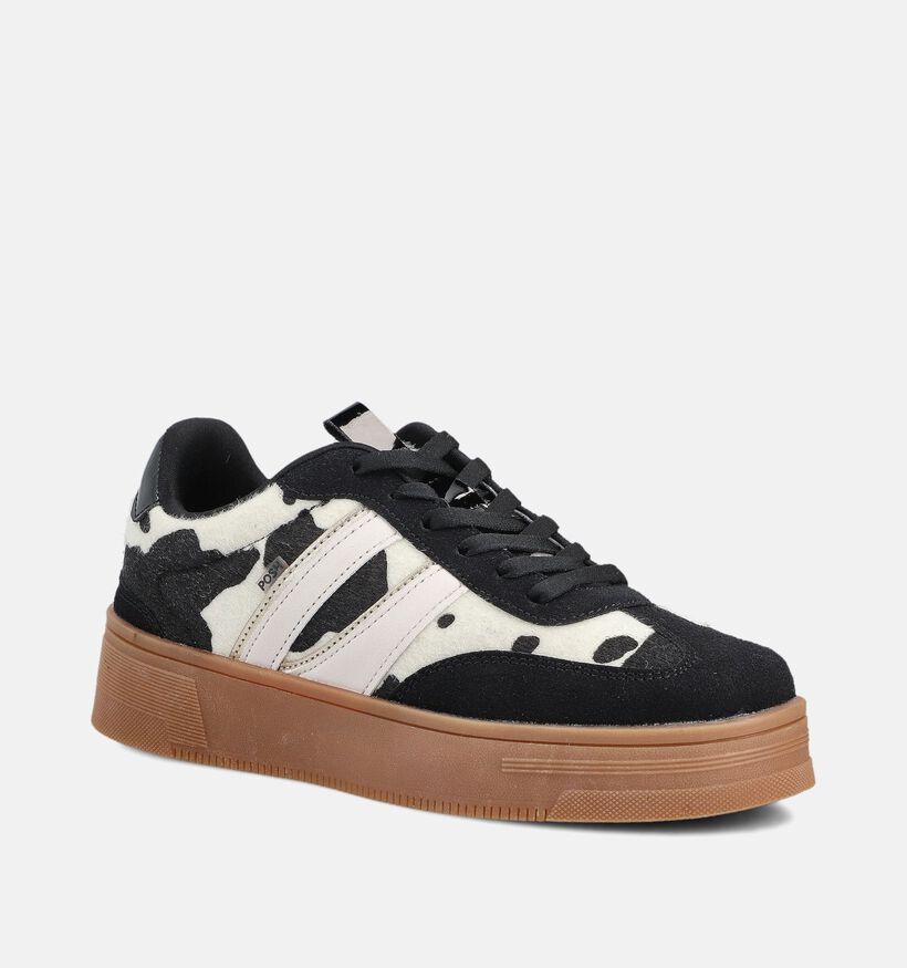 Posh by Poelman Zwarte Leopard Sneakers Posh by Poelman Zwarte Sneaker voor dames (371539) - geschikt voor steunzolen