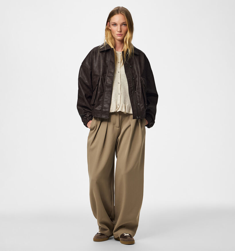 Pieces Ariana Bomber Jacket Donkerbruine Jas voor dames (379334)