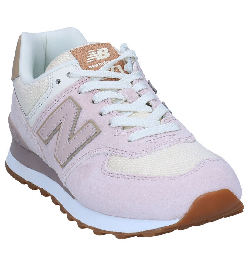 New Balance WL574 Baskets en Rose pour femmes (301950) - pour semelles orthopédiques