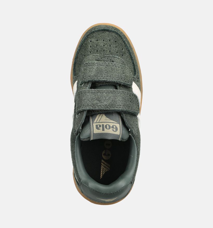 Gola Hawk Suede Strap Baskets basses en Vert kaki pour gar&ccedil;ons (376307) - pour semelles orthop&eacute;diques