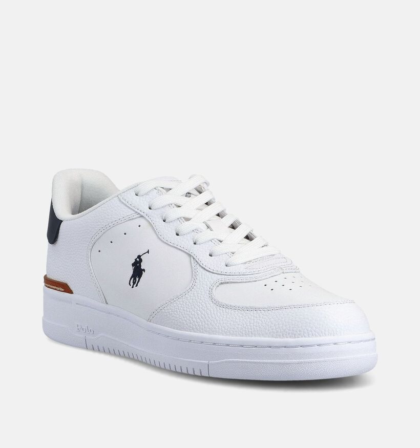 Polo Ralph Lauren Mastercourt Chaussures plates en Blanc/Bleu fonc&eacute; pour hommes (366444) - pour semelles orthop&eacute;diques