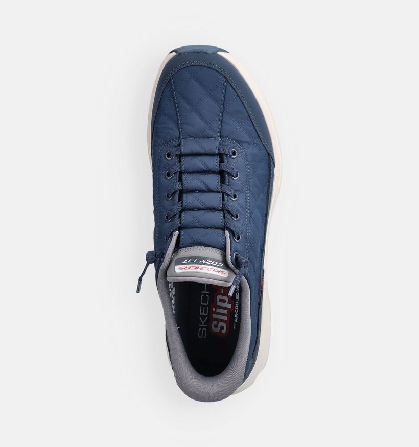 Skechers Contour Foam Cozy Fit Baskets en Bleu fonc&eacute; pour hommes (375635)