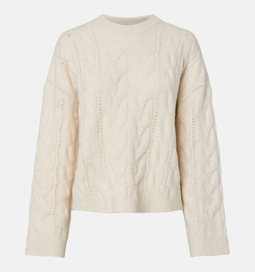 Pieces Kathy Cable Knit Pull Beige Clair pour femmes (378373)