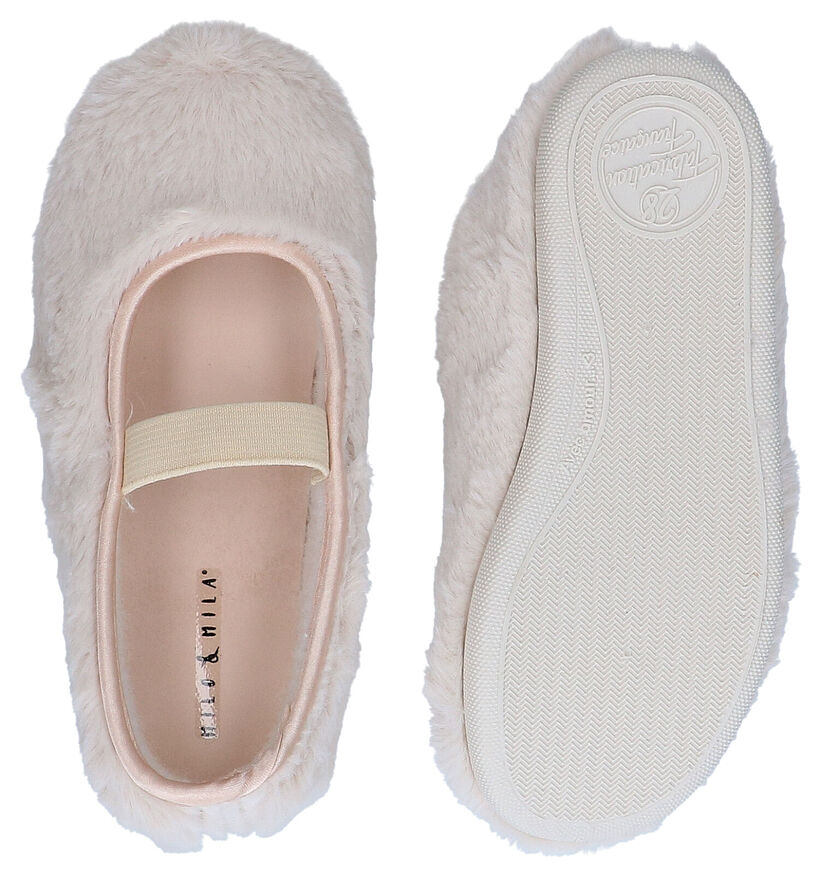 Milo & Mila Sicile Pantoufles en Beige en textile (281574)