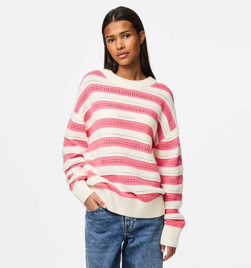 Pieces Fanni Roze Trui met strepen voor dames (351088)