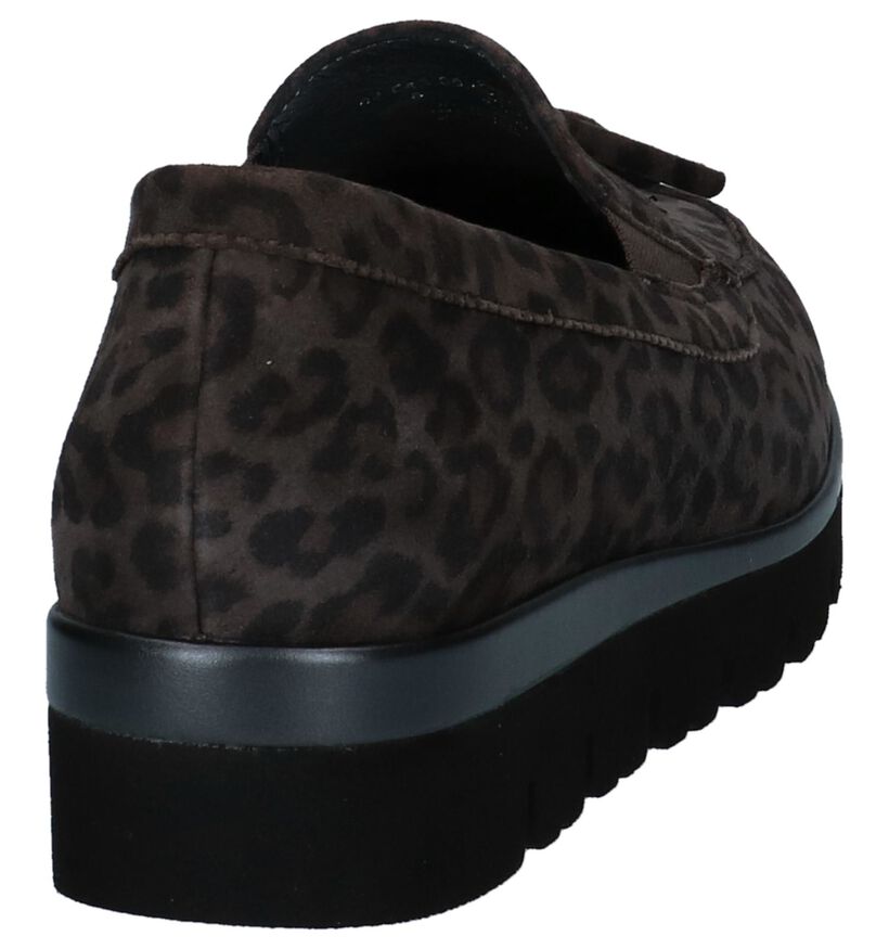 Bruine Gabor Mocassins met Luipaardprint in daim (231251)