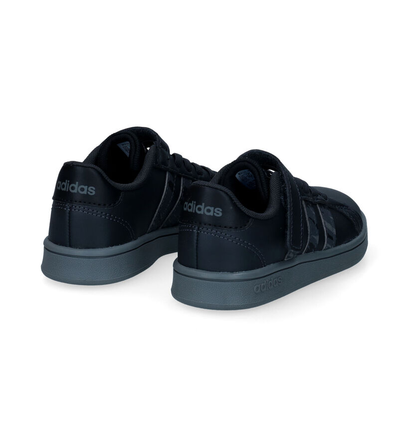 adidas Grand Court Zwarte Sneakers voor jongens (301170) - geschikt voor steunzolen