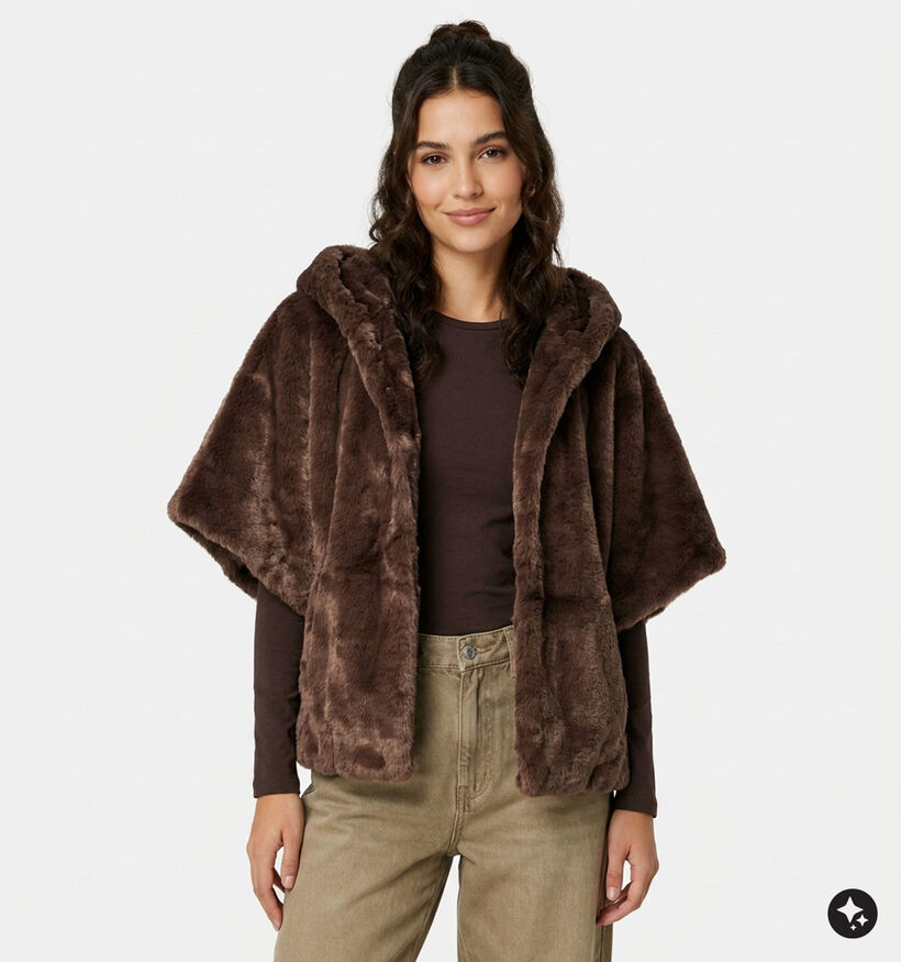 Laurent David Donkerbruine Fluffy Vest voor dames (382021)