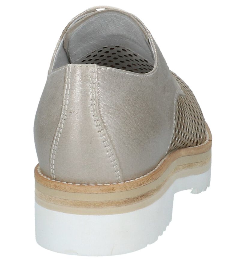 Beige Platte Veterschoenen NeroGiardini in leer (221295)