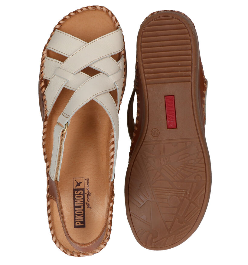 Pikolinos Cadaques Ecru/Cognac Sandalen in leer (289114)