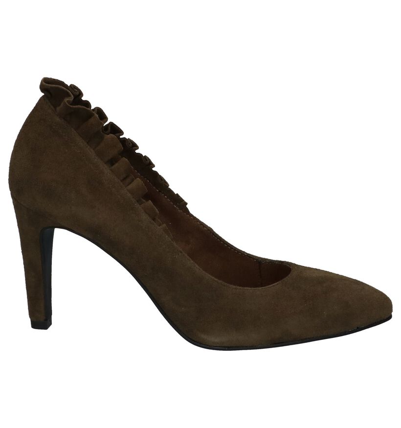 Kaki Pumps met Franjes Tamaris Marcel Ostertag in daim (226762)