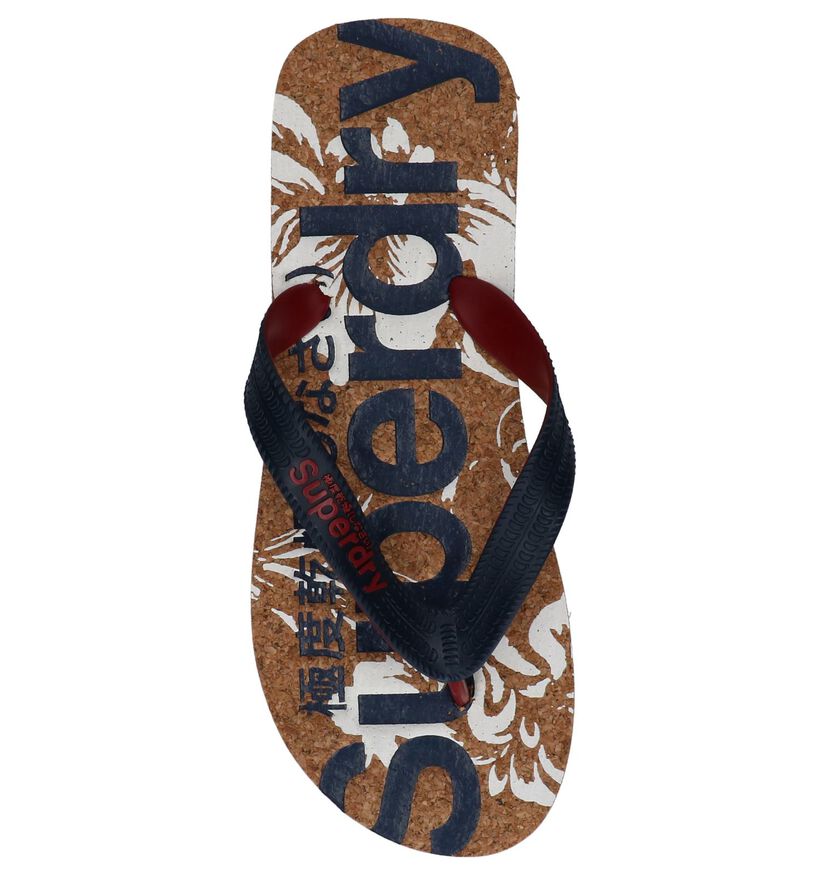 Blauwe Superdry Printed Cork Flip Flop Teenslippers in kunststof (213024)