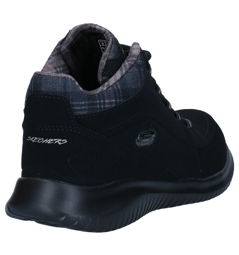 Skechers Ultra Flex Zwarte Hoge Sneakers in kunstleer (279331)