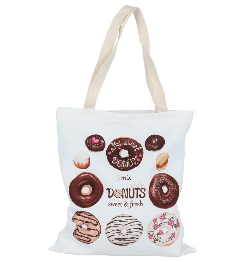 Lichtbeige Shopper met Donuts Dolce C. Canvas Bag, , pdp