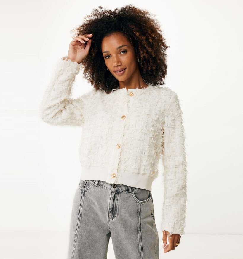 Mexx Veste bomber courte en tweed en Beige pour femmes (353214)