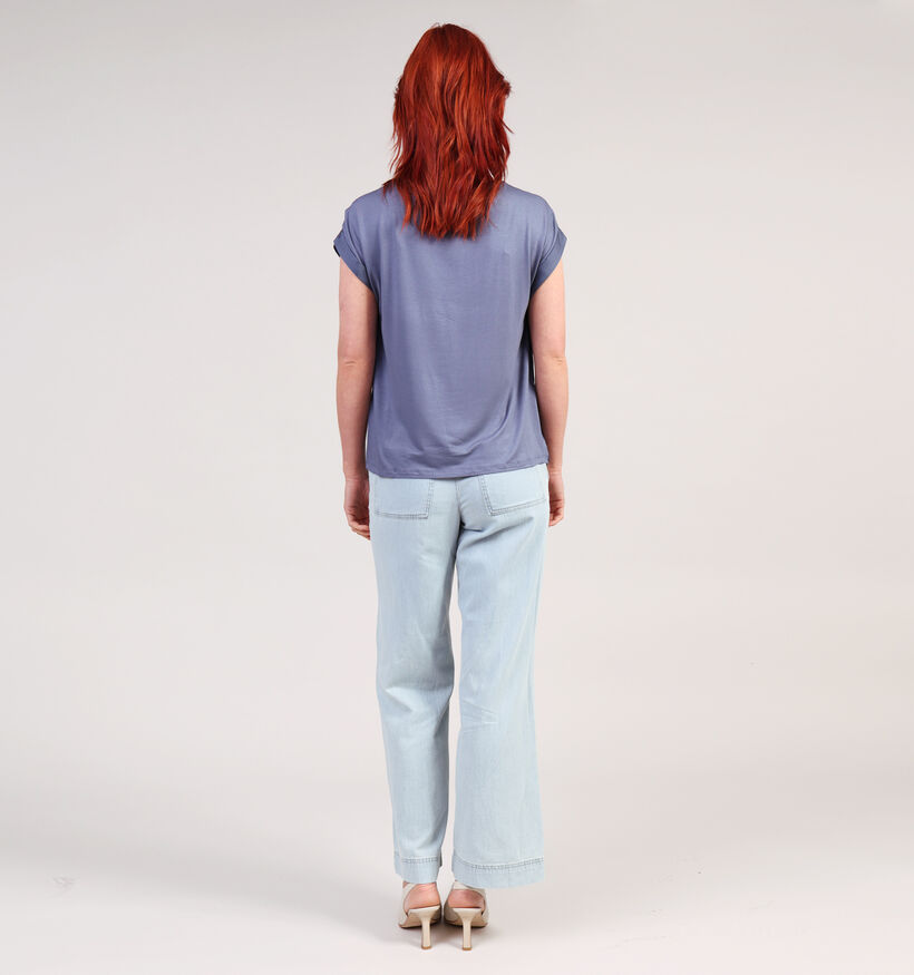 Vila Ellette Satin T-shirt en Bleu pour femmes (361341)