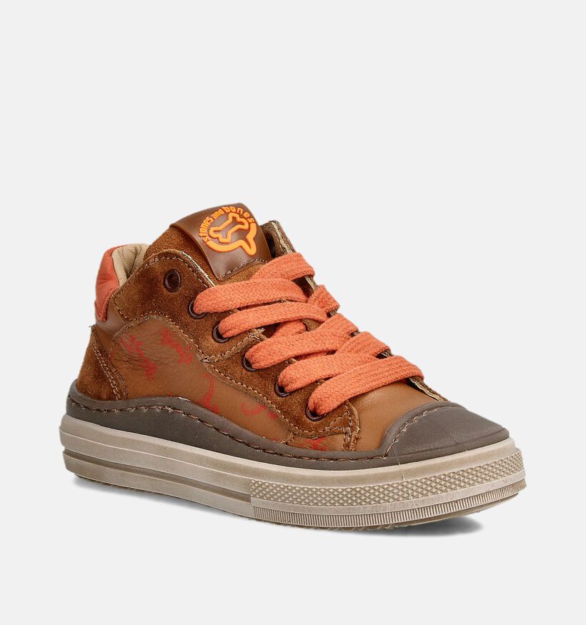 STONES and BONES Leeds Chaussures hautes en Cognac/Orange pour gar&ccedil;ons (362022) - pour semelles orthop&eacute;diques