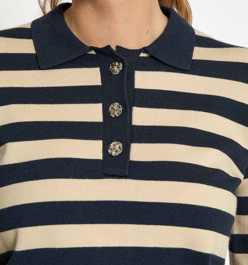 Minus Aliana Pull en Bleu/Beige pour femmes (361728)