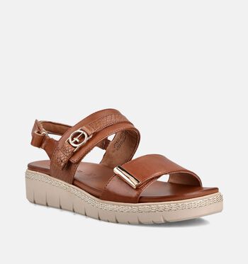 Tamaris Sandalen Zwart/Goud/Cognac