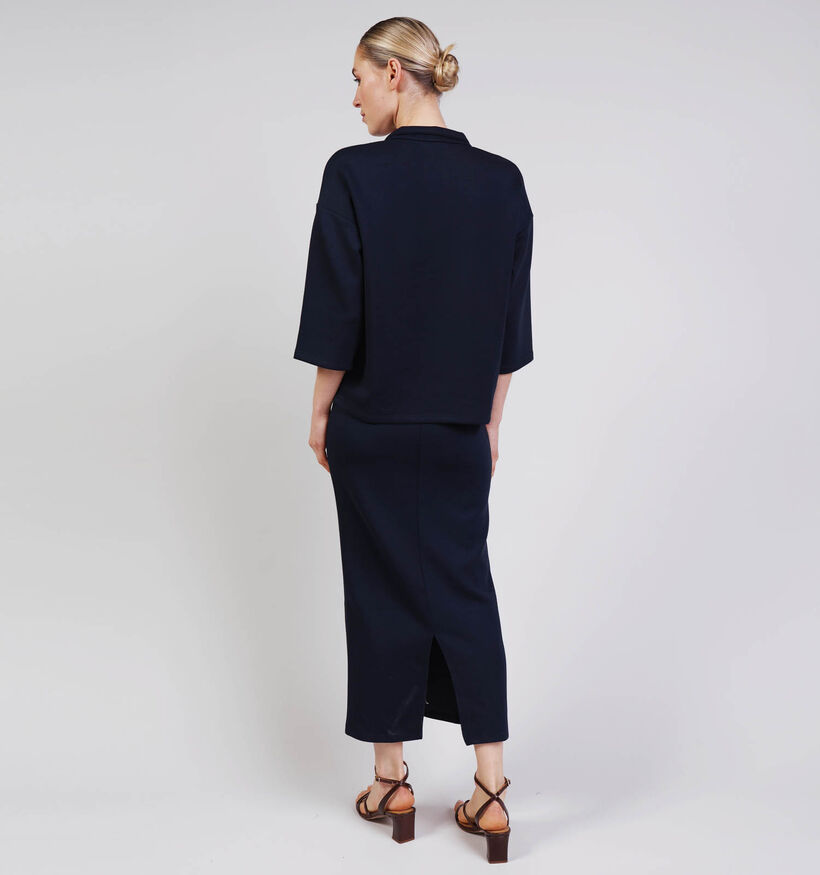 Vila Siffi High Neck Donkerblauwe Trui met Knopen voor dames (368114)