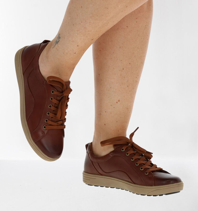Jana Cognac Veterschoenen in leer (280894)