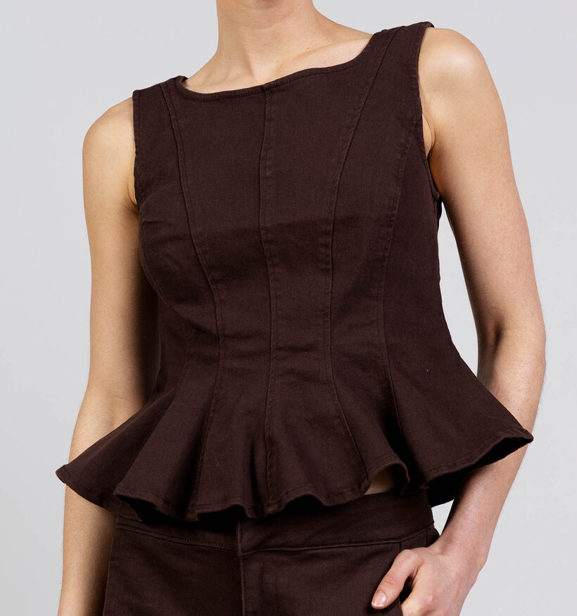 Vila Chia Peplum D&eacute;bardeur en Marron fonc&eacute; pour femmes (378584)