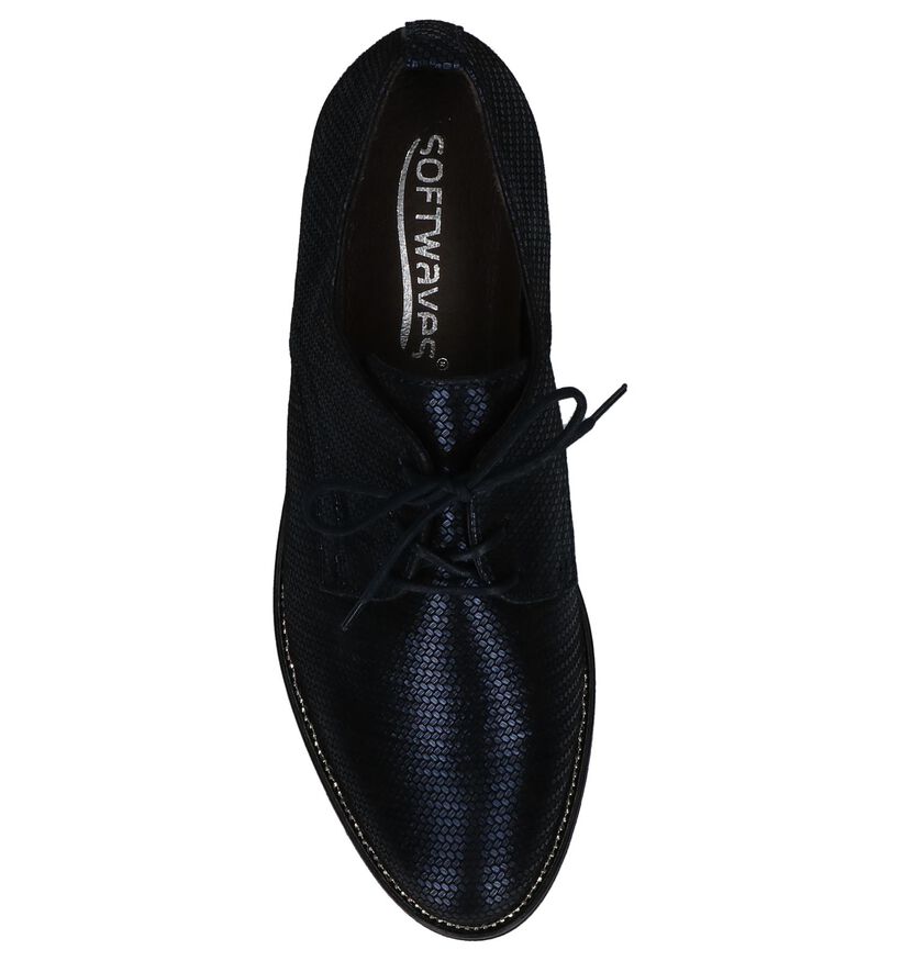 Donkerblauwe Oxford Veterschoenen Softwaves in daim (233070)