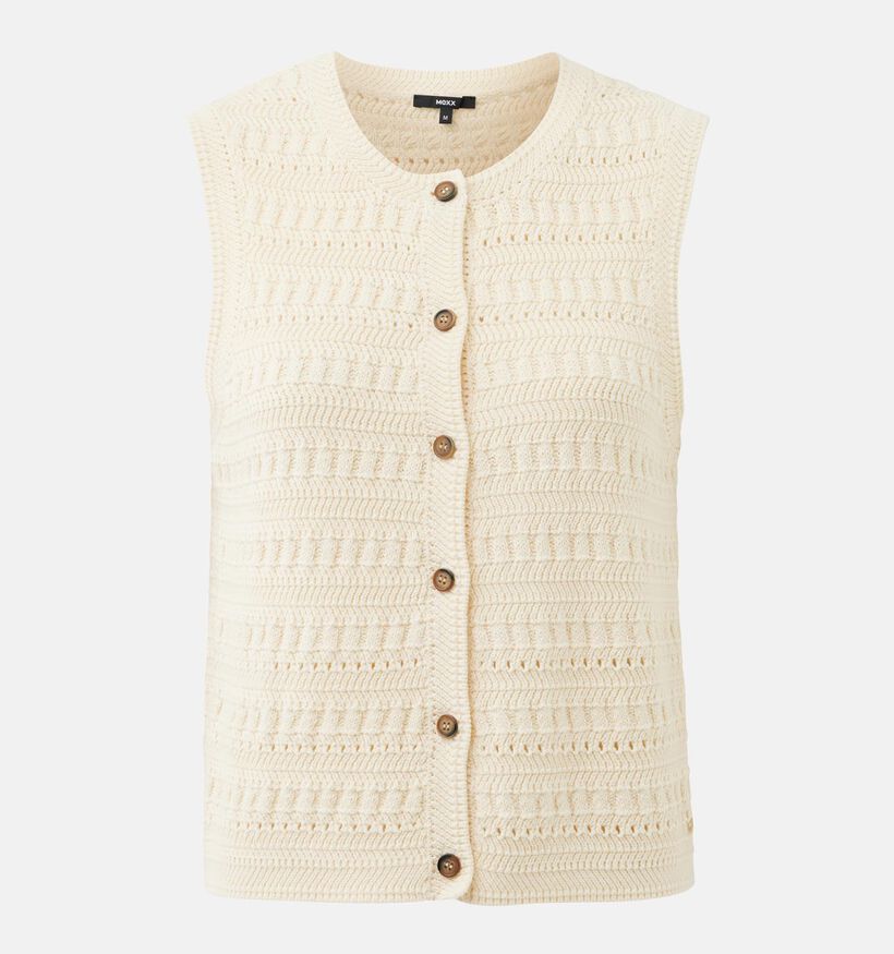Mexx Crochet Top Lichtbeige Mouwloze Cardigan voor dames (368569)