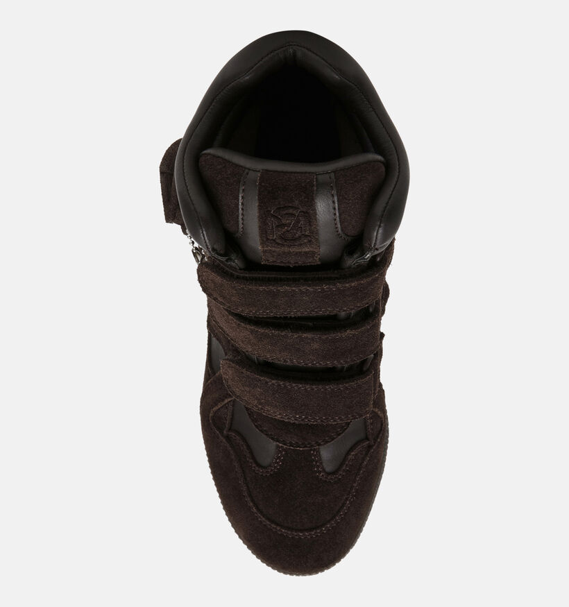Steve Madden Mavis Donkerbruine Hoge Sneakers met Sleehak voor dames (378159)