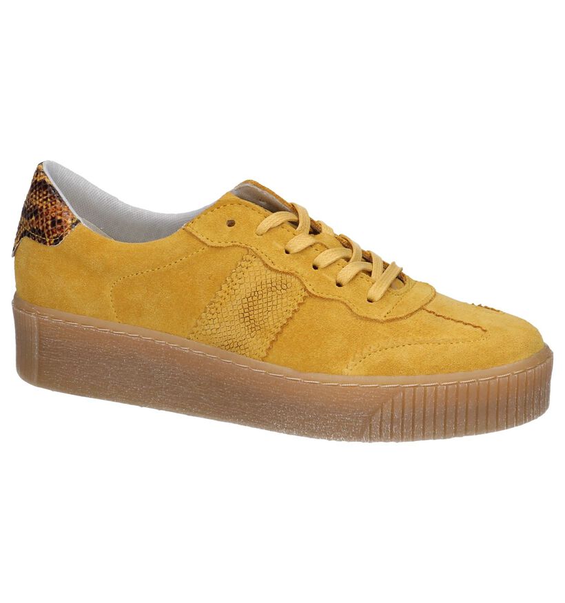 Donkergele Veterschoenen Tamaris in daim (253054)