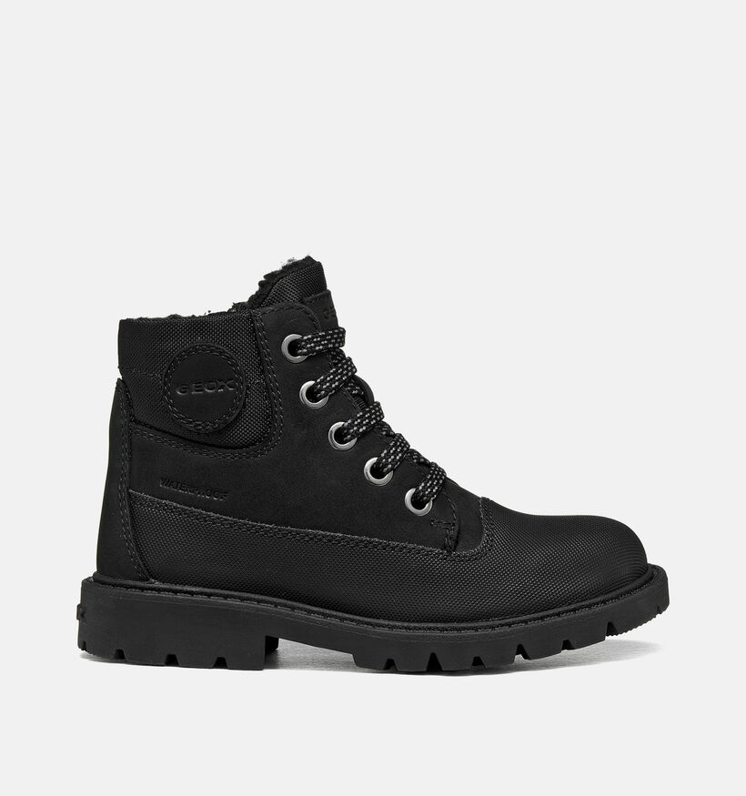 Geox Shaylax Boots &agrave; lacets en Noir pour gar&ccedil;ons (377725) - pour semelles orthop&eacute;diques