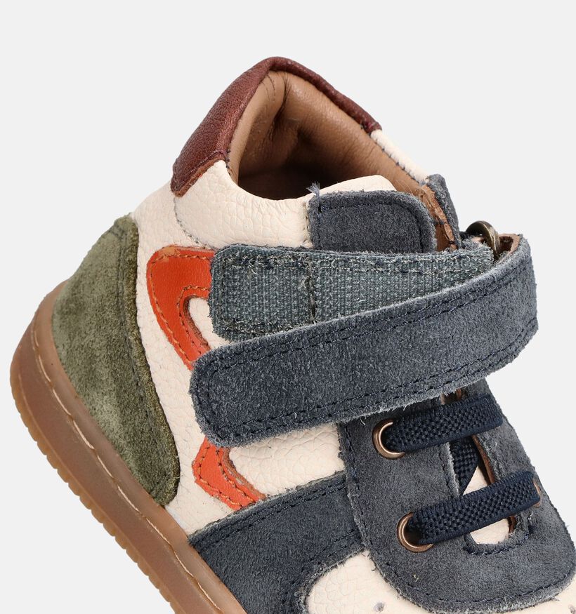 Milo & Mila Colorblock Beige/Blauwe Sneakers voor jongens (380789) - geschikt voor steunzolen