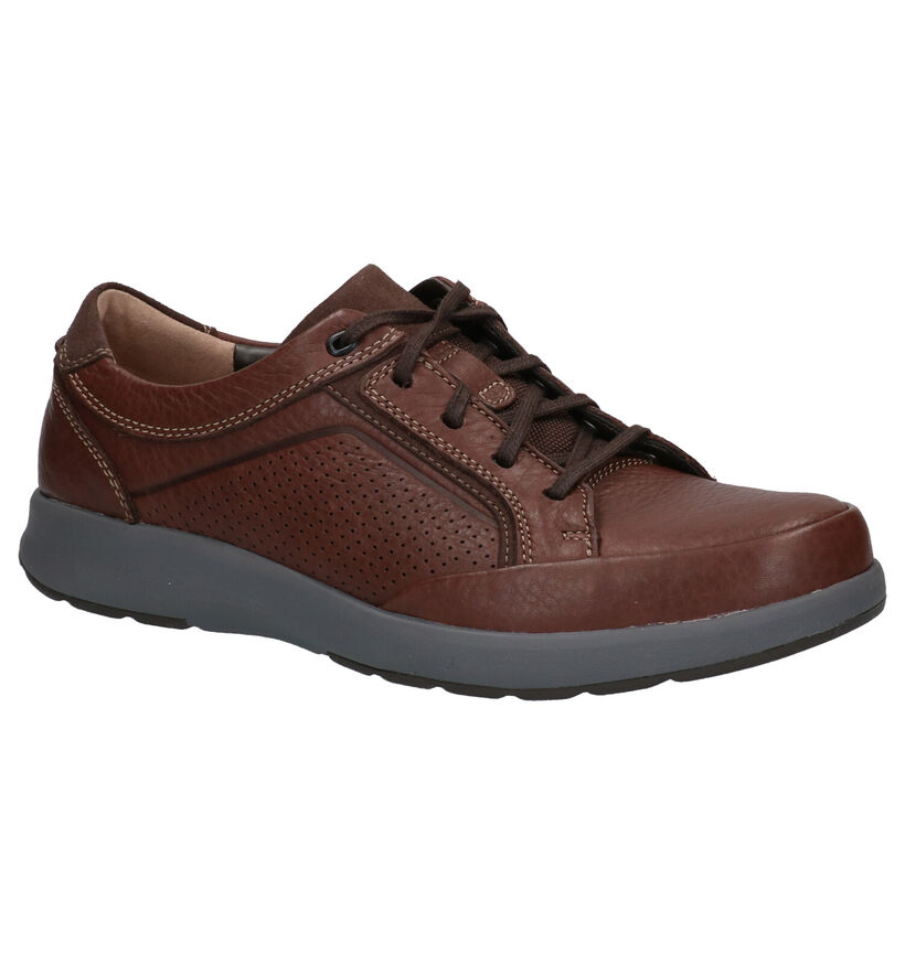 Clarks Un Trail Form Bruine Veterschoenen in kunstleer (265551)